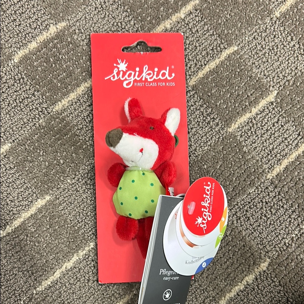 Sigikid Red and Green Fox Plush Toy